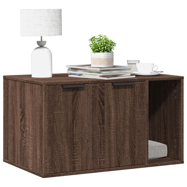 vidaXL Cat Litter Box Enclosure Brown Oak 80x50x45 cm Engineered Wood