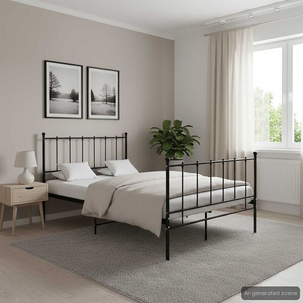 vidaXL Bed Frame without Mattress Black Metal 120x200 cm
