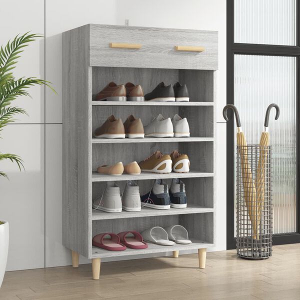 vidaXL Shoe Cabinet Grey Sonoma 60x35x105 cm Engineered Wood