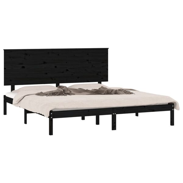 vidaXL Bed Frame without Mattress Black 200x200 cm Solid Wood Pine