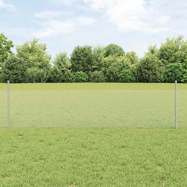 vidaXL Fence with Post Silver 0.5 x 10 m Steel