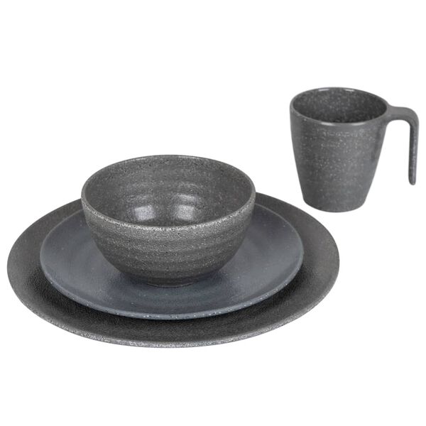 Bo-Camp 16 Piece Tableware Stone Melamine Grey