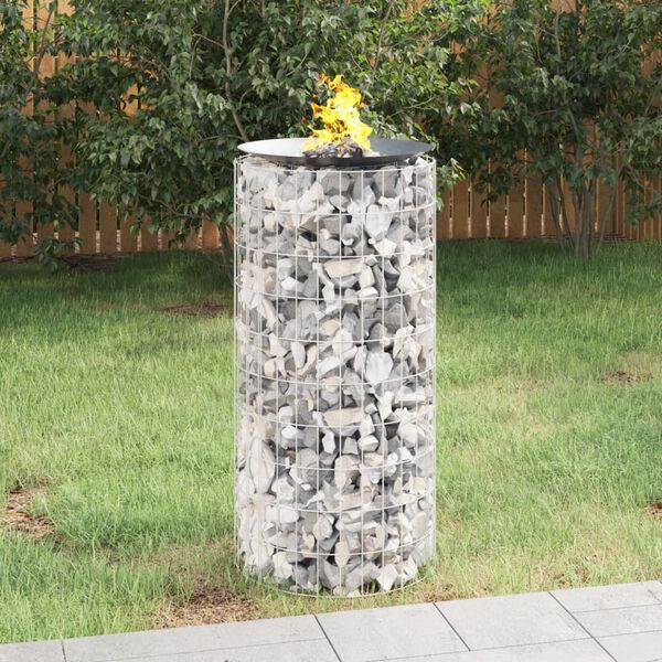 vidaXL Gabion Fire Pit Ø 50 cm Galvanised Iron