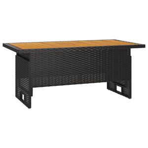 vidaXL Garden Table Black 100x50x43/63cm Solid Wood Acacia&Poly Rattan