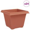 vidaXL Square Flower Pot 24 pcs Brick Red 28.5 x 28.5 x 22 cm Plastic