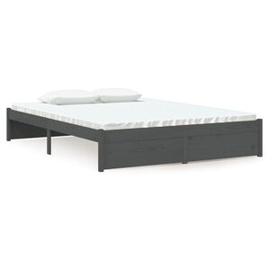 vidaXL Bed Frame without Mattress Grey Solid Wood 135x190 cm Double