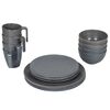 Bo-Camp 16 Piece Tableware Stone Melamine Grey