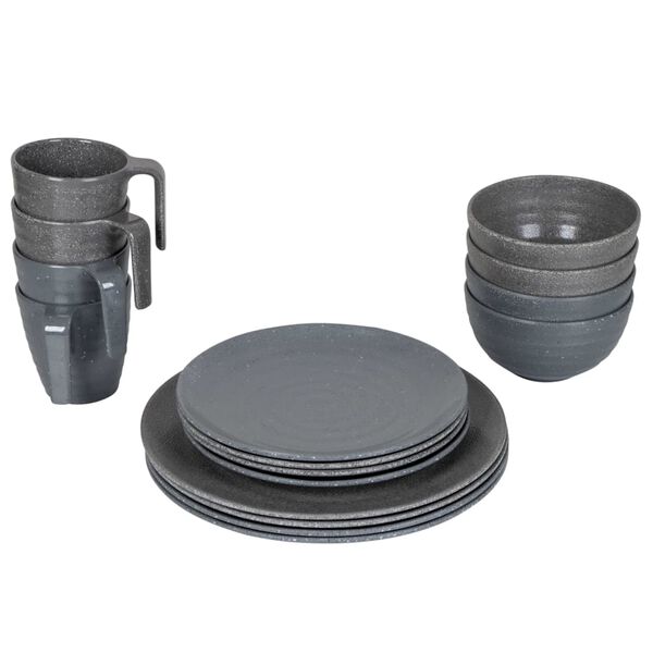 Bo-Camp 16 Piece Tableware Stone Melamine Grey