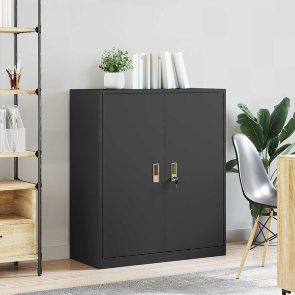 vidaXL Storage Cabinet Black 90 x 40 x 105 cm Cold-Rolled Steel
