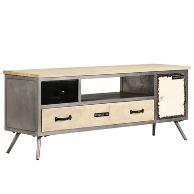 vidaXL TV Cabinet Solid Mango Wood and Steel 120x30x45 cm