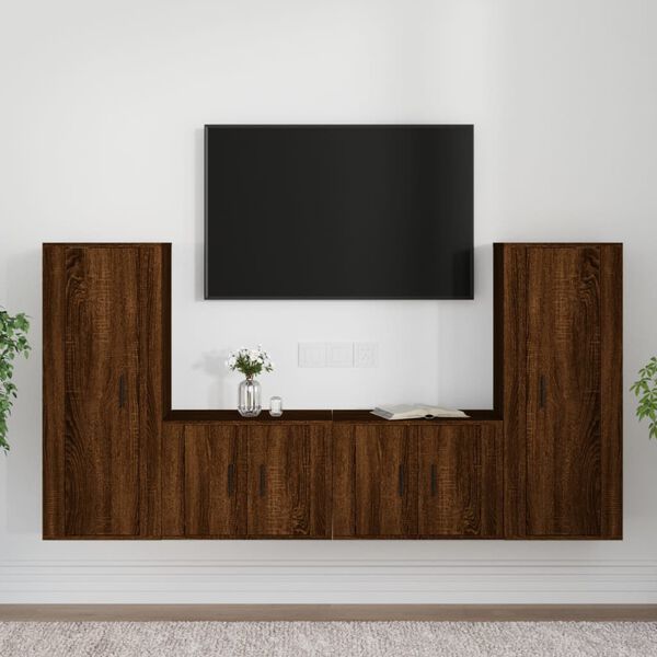 vidaXL 4 Piece TV Cabinet Set Brown Oak Engineered Wood