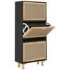 vidaXL Shoe Cabinet Black 52x25x115 cm Engineered Wood&Natural Rattan