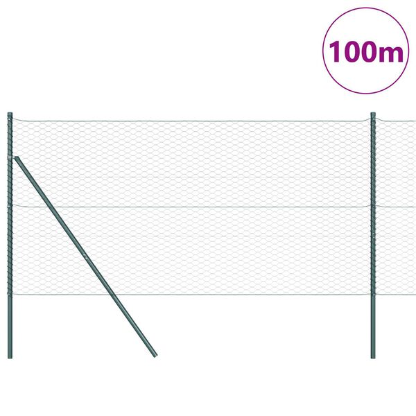 vidaXL Fence Post Green 100 x 1.2 m (36 mm mesh) Steel and PVC