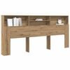 vidaXL Headboard Cabinet with Storage Artisan Oak 220 x 19 x 101.5 cm
