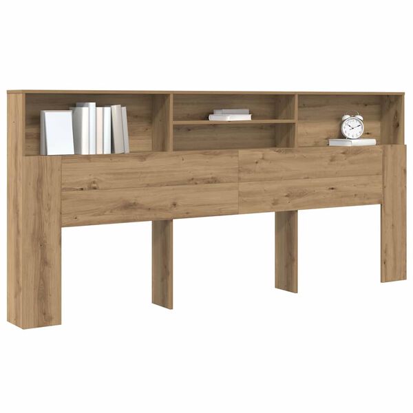vidaXL Headboard Cabinet with Storage Artisan Oak 220 x 19 x 101.5 cm