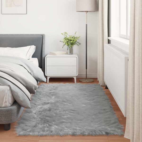 vidaXL Faux Sheepskin Rug Tafalla Grey 80 x 200 cm Polyester