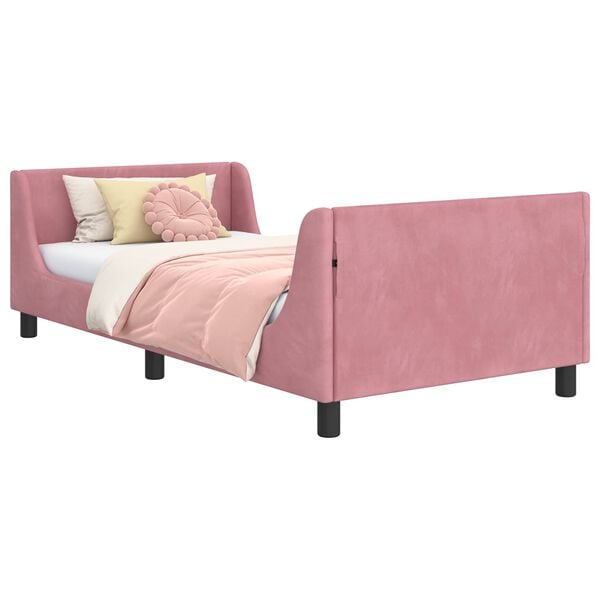 vidaXL Children's Bed Frame with Headboard Pink 90 x 200 cm Velvet