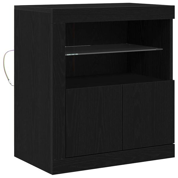 vidaXL LED Sideboard Black 60.5 x 37 x 67 cm Engineered Wood