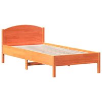 vidaXL Bed Frame with Headboard Wax Brown 100x200 cm Solid Wood Pine