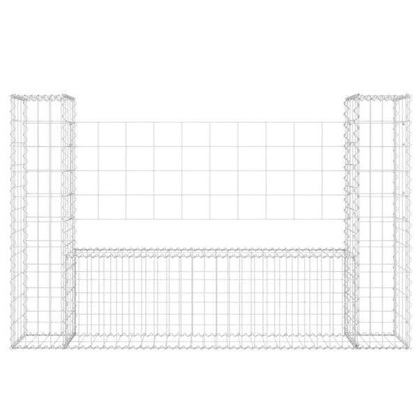 vidaXL U-shape Gabion Basket with 2 Posts Iron 140x20x100 cm