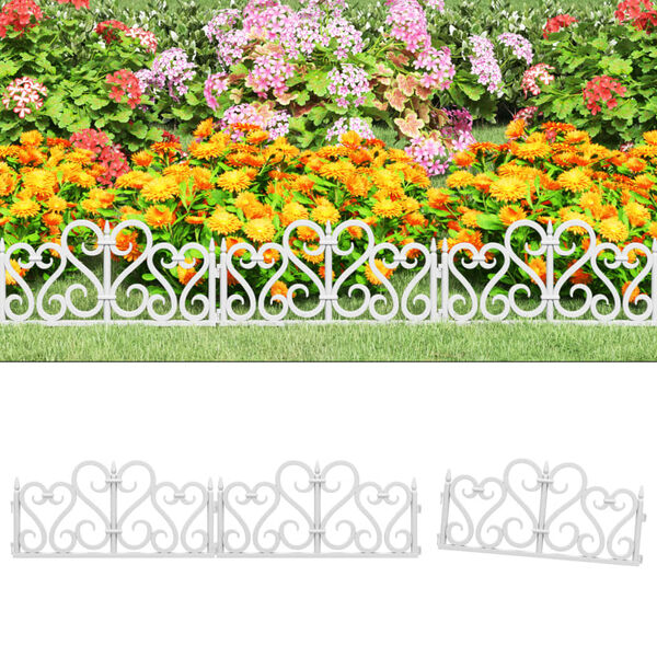 vidaXL Lawn Edgings 17 pcs White 10 m PP