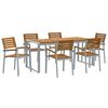 vidaXL Garden Dining Set 7 pcs Grey Solid Acacia Wood