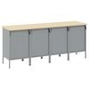 vidaXL Work Cabinet with Drawer 4 pcs Black and Grey 200 x 55 x 85 cm