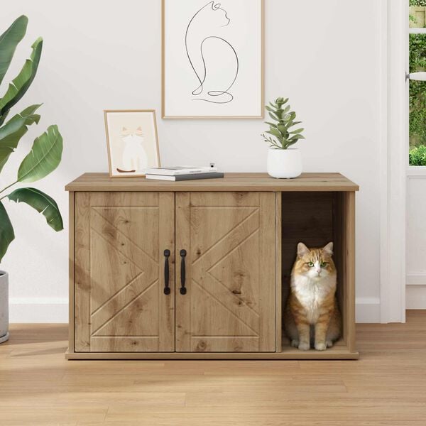 vidaXL Cat House Artisian Oak 85 x 55 x 50 cm Engineered Wood