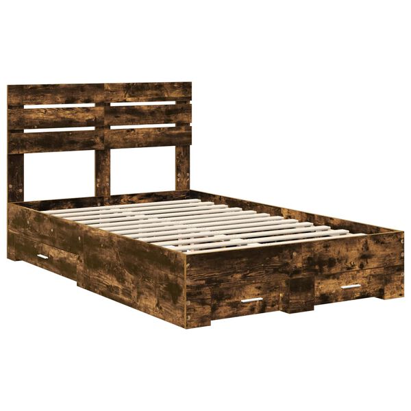 vidaXL Bed Frame with Drawer with Headboard Manual Engineered Wood