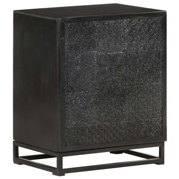 vidaXL Bedside Cabinet Black 40x30x50 cm Solid Acacia and Mango Wood