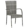 vidaXL 3 Piece Garden Dining Set Poly Rattan Grey