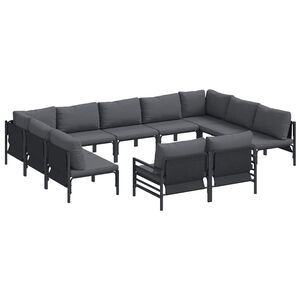 vidaXL Garden Sofa Set 11 pcs Black Steel