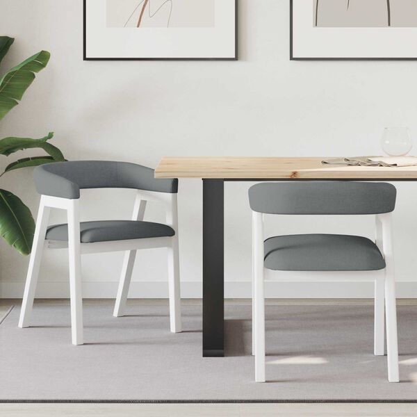 vidaXL Dining Chairs 2 pcs White 54 x 57 x 73 cm Solid Rubber Wood