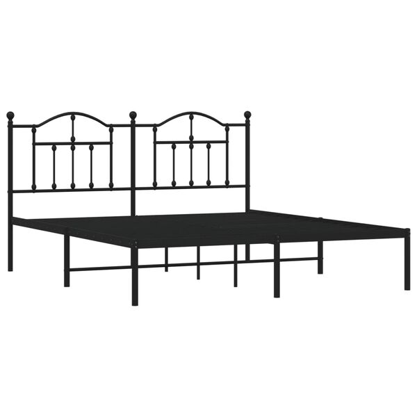 vidaXL Metal Bed Frame without Mattress with Headboard Black 180x200cm