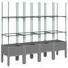 vidaXL Garden Planter with Trellis Light Grey 160x40x142.5 cm PP