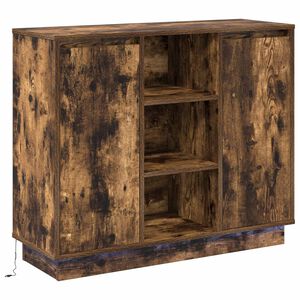 vidaXL LED Sideboard Smoked Oak 90 x 32 x 75 cm Engineered Wood