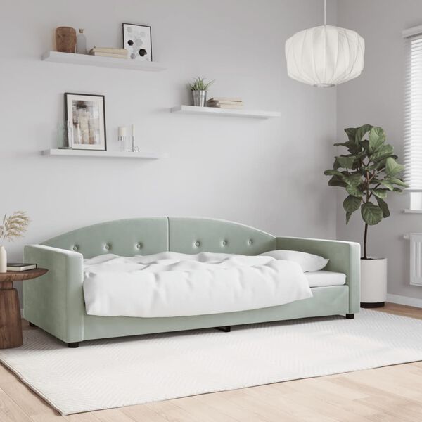vidaXL Day Bed without Mattress Light Grey 90x190 cm Single Velvet
