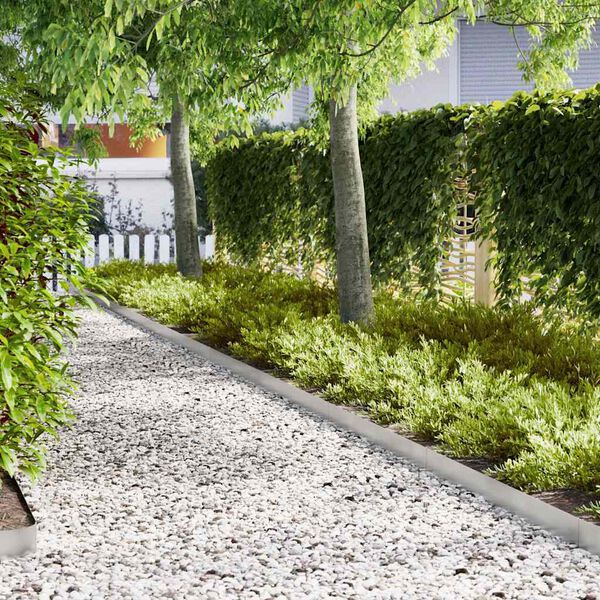 vidaXL Lawn Edging 10 pcs Silver 100 x 0.05 x 15 cm Stainless Steel