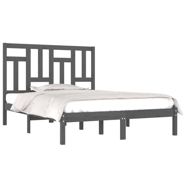 vidaXL Bed Frame without Mattress Grey 200x200 cm Solid Wood Pine