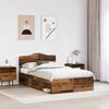 vidaXL Bed Frame with Headboard Old Wood 135 x 190 cm Solid Pine Wood