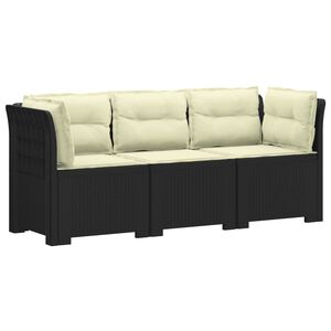 vidaXL 3-Seater Garden Sofa with Cushions Rattan Look PP Anthracite