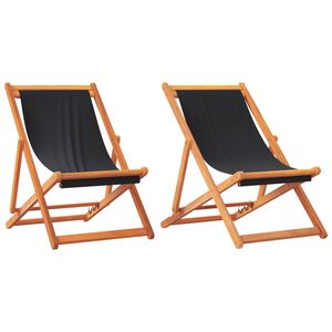 vidaXL Folding Chairs 2 pcs Black Fabric