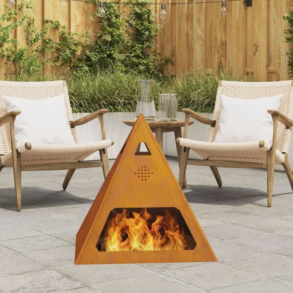 vidaXL Fire Pit Brown 50 x 50 x 51 cm Weathering steel