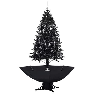 vidaXL Snowing Christmas Tree with Umbrella Base Black 190 cm PVC