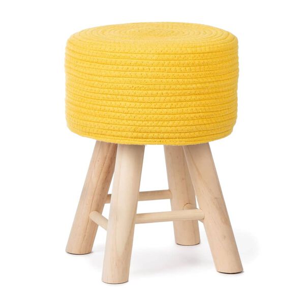 KidsDepot Stool Iggy 29 cm Cotton and Wood Yellow