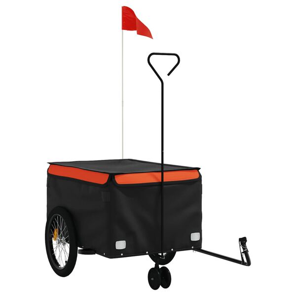 vidaXL Bike Trailer Black and Orange 45 kg Iron