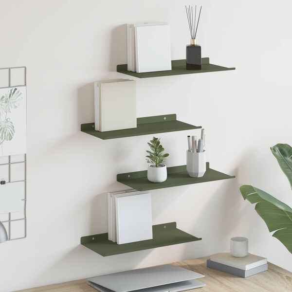 vidaXL Floating Shelf 4 pcs Olive Green 40 x 18 x 2.5 cm Steel