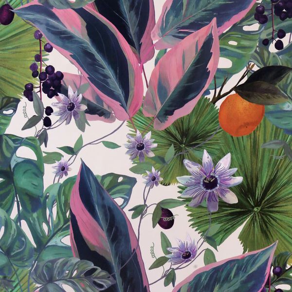 DUTCH WALLCOVERINGS Wallpaper Passion Flower White and Green