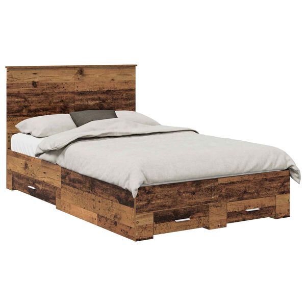 vidaXL Bed Frame with Headboard Old Wood 120 x 200 cm Engineered Wood