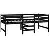 vidaXL Mid-high Bed without Mattress Black Solid Wood Pine 90x200cm